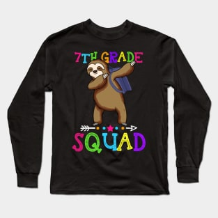 Sloth Team 7th Grade Squad Teacher Back To School Long Sleeve T-Shirt